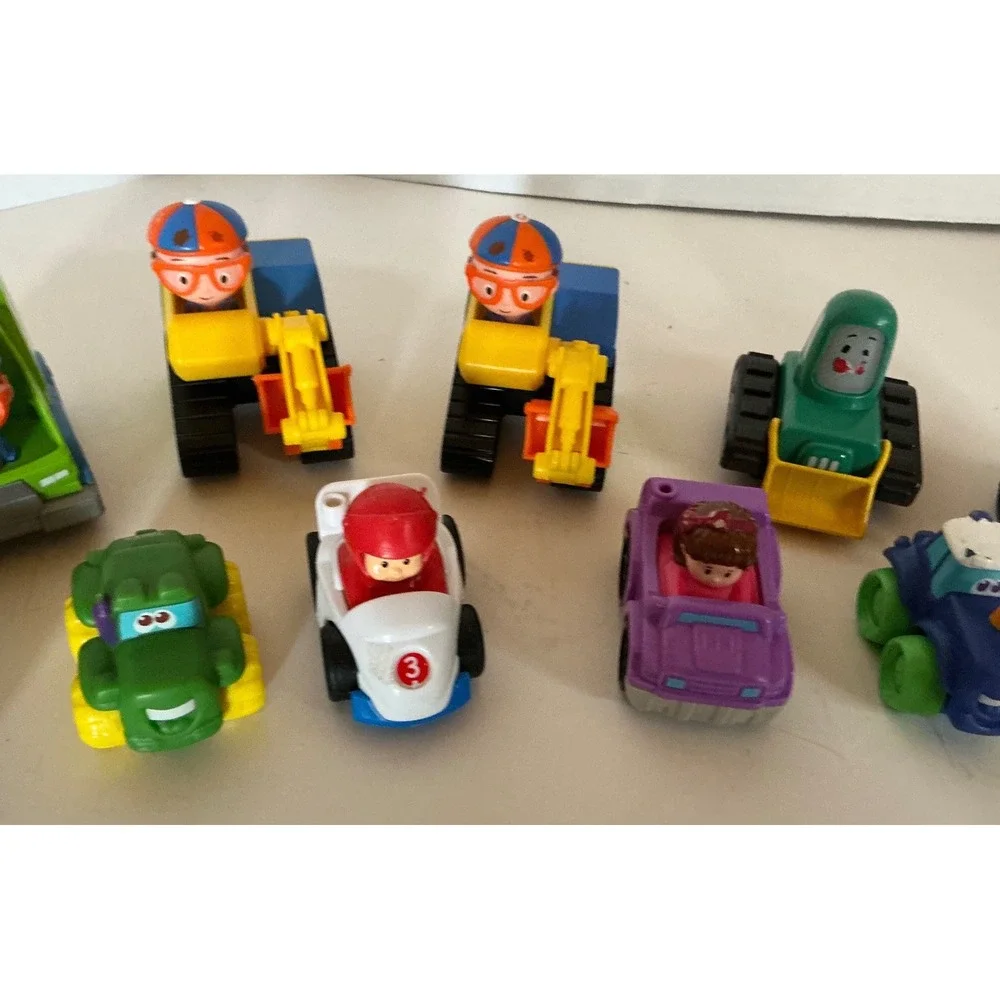 Blippi Toy Vehicle Lot Mini Cars Excavator Police Truck Plastic Toddler Toys